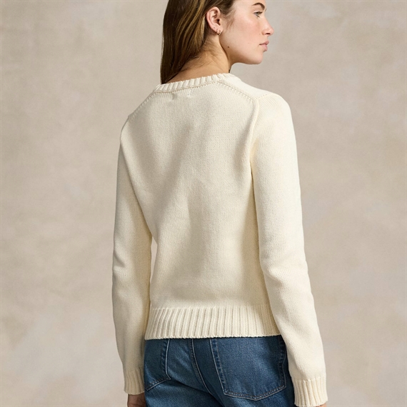 Polo Ralph Lauren Flag Cotton Crewneck Jumper, Cream